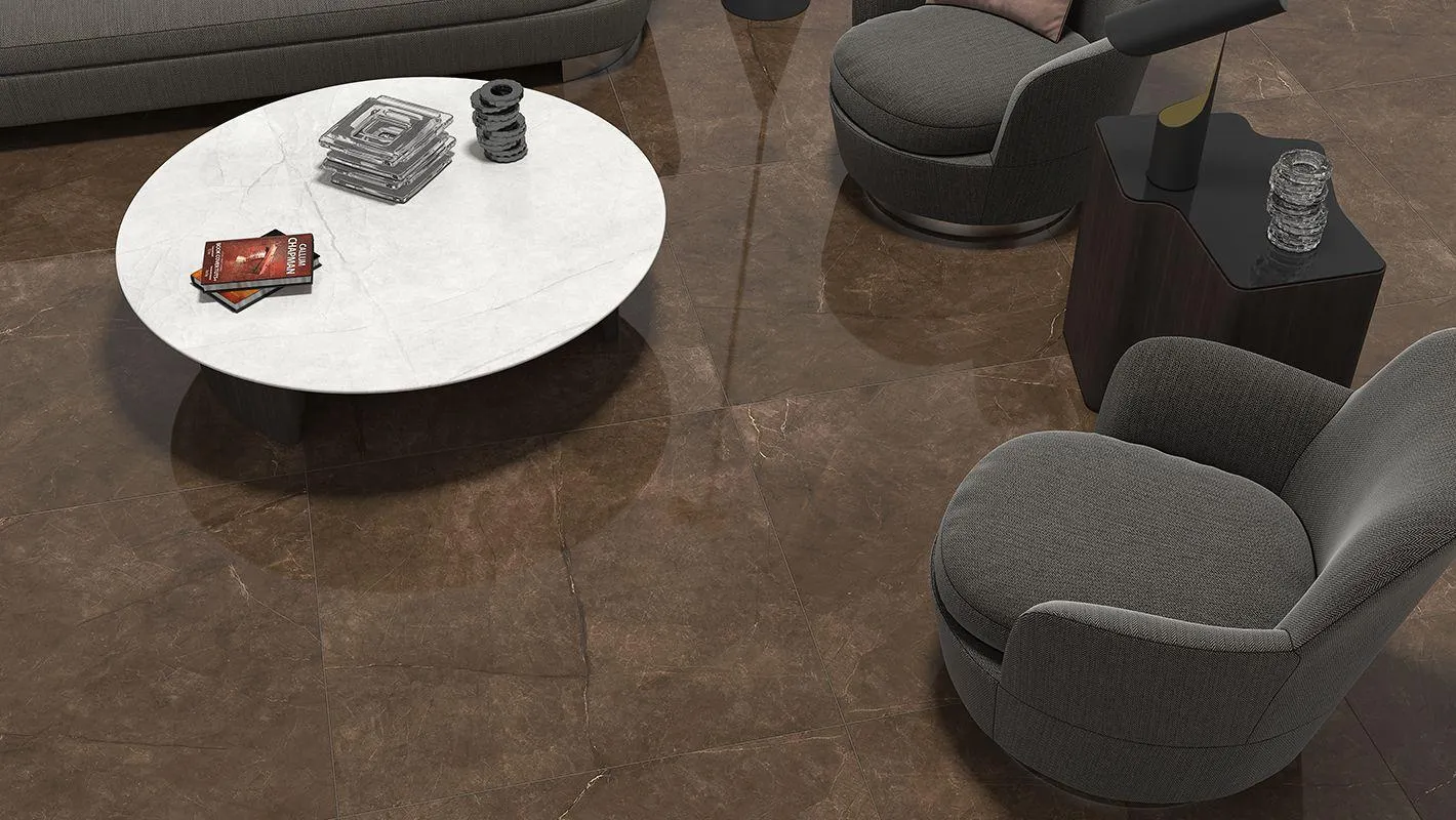 Montecoto Marron Rectified Polished Glazed Porcelain Tile 900 x 900mm