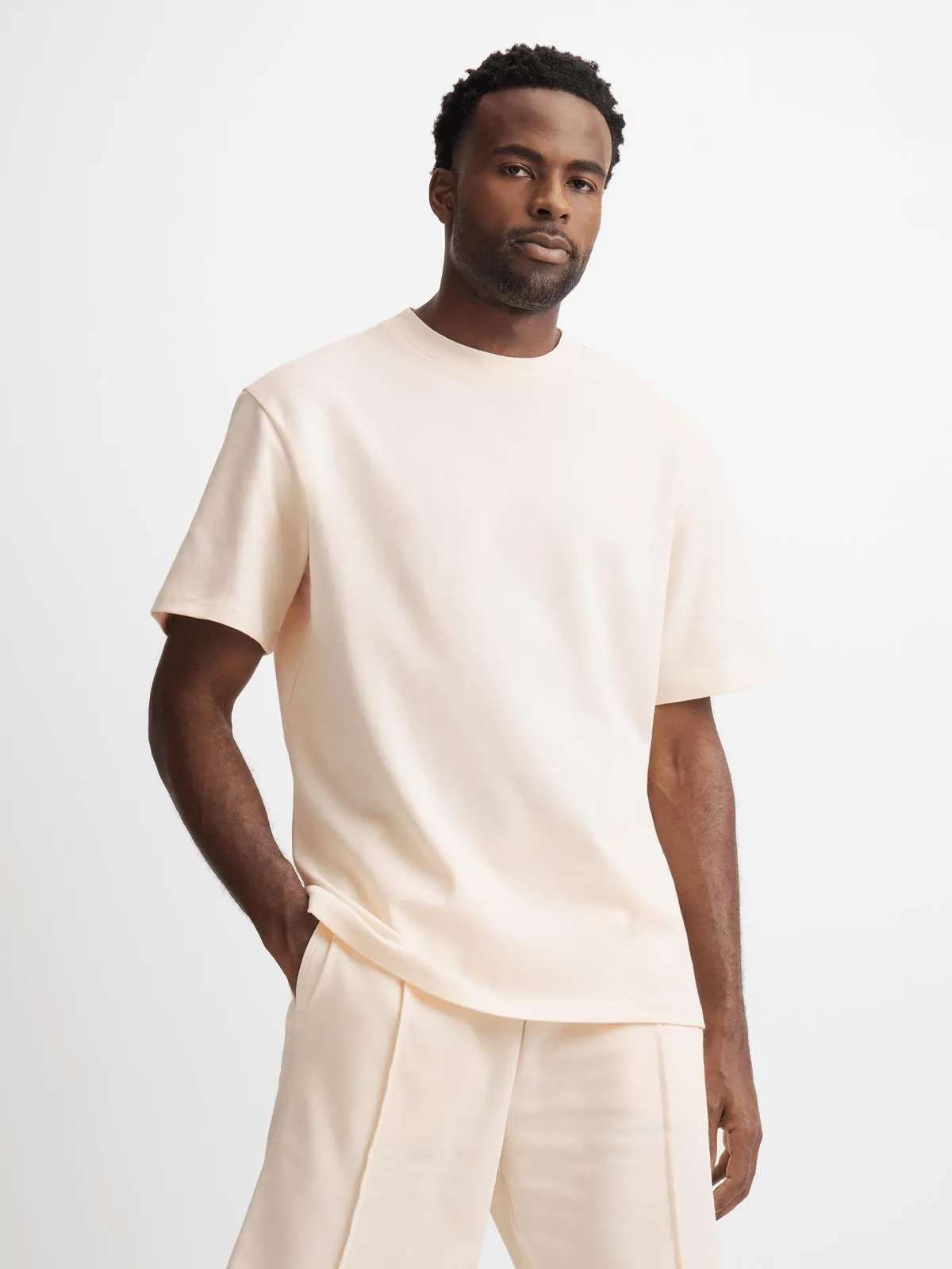 Jet Men's Ecru Basic T-shirt