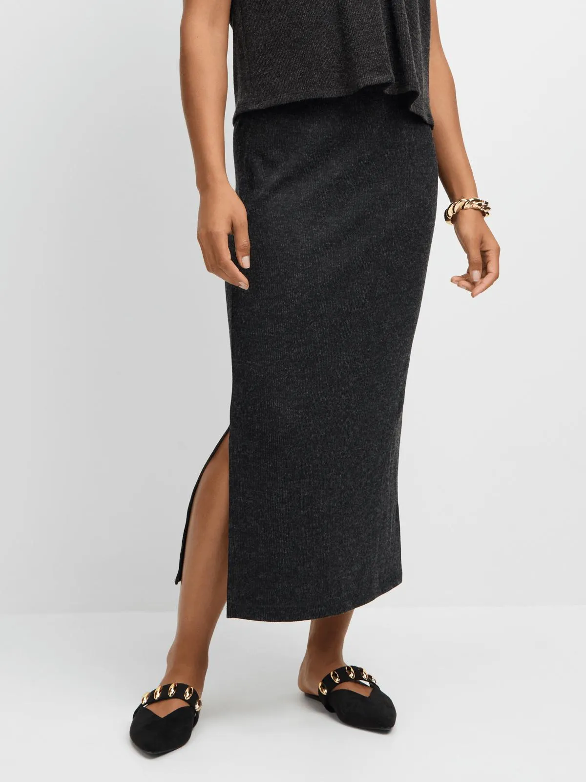 Exact Women's Charcoal Knit Skirt