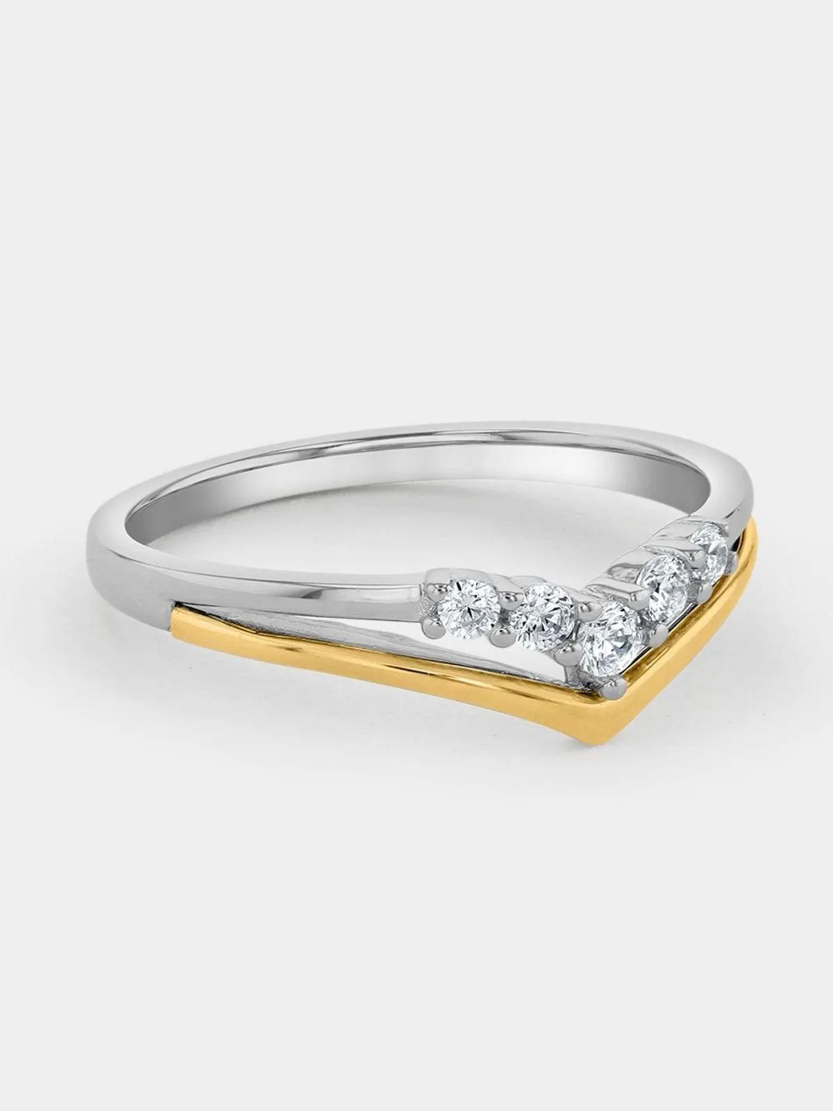 Yellow Gold & Sterling Silver, Cubic Zirconia Promise Ring
