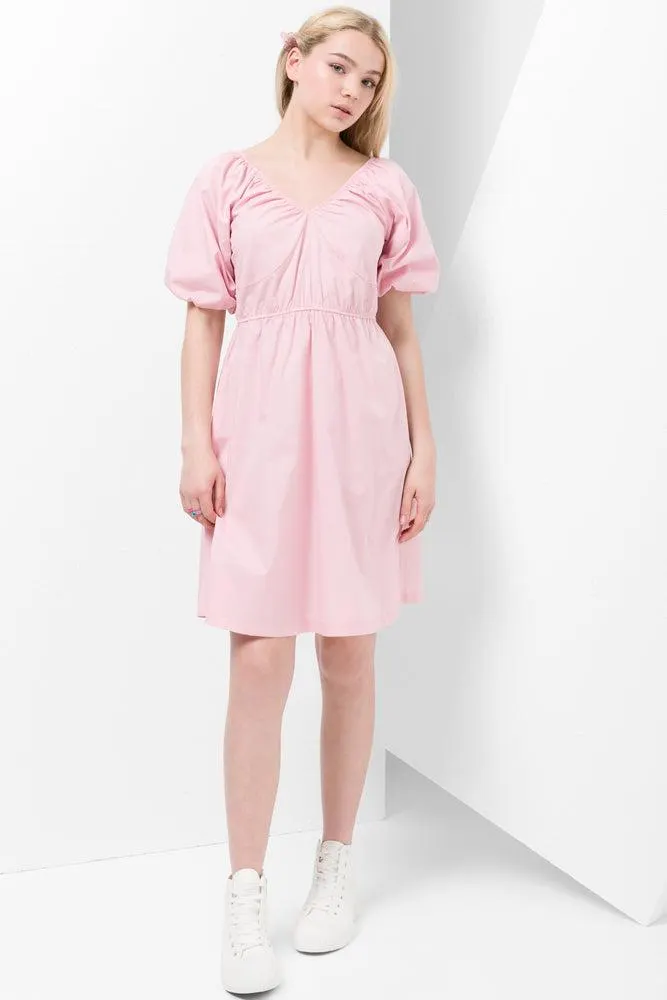 Puff Sleeve Dress Pink