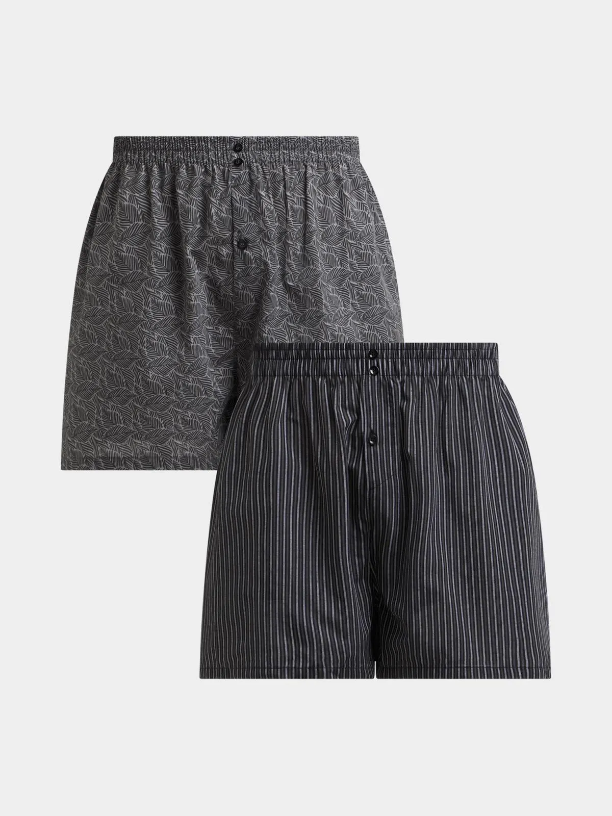 Jet Men's Grey/Black 2 Pack Woven Boxer Shorts