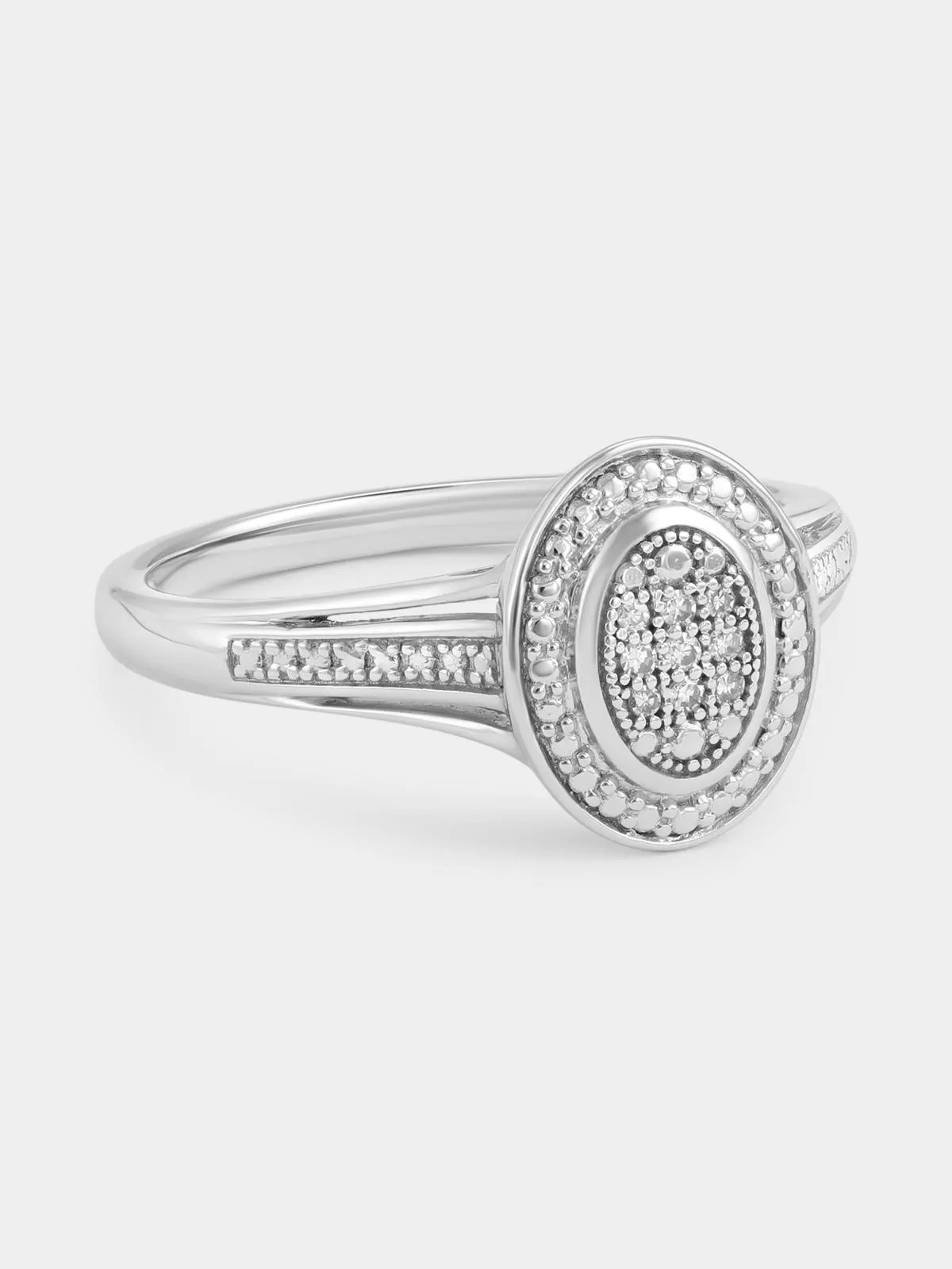 Sterling Silver Lab Grown Diamond Oval Halo Ring