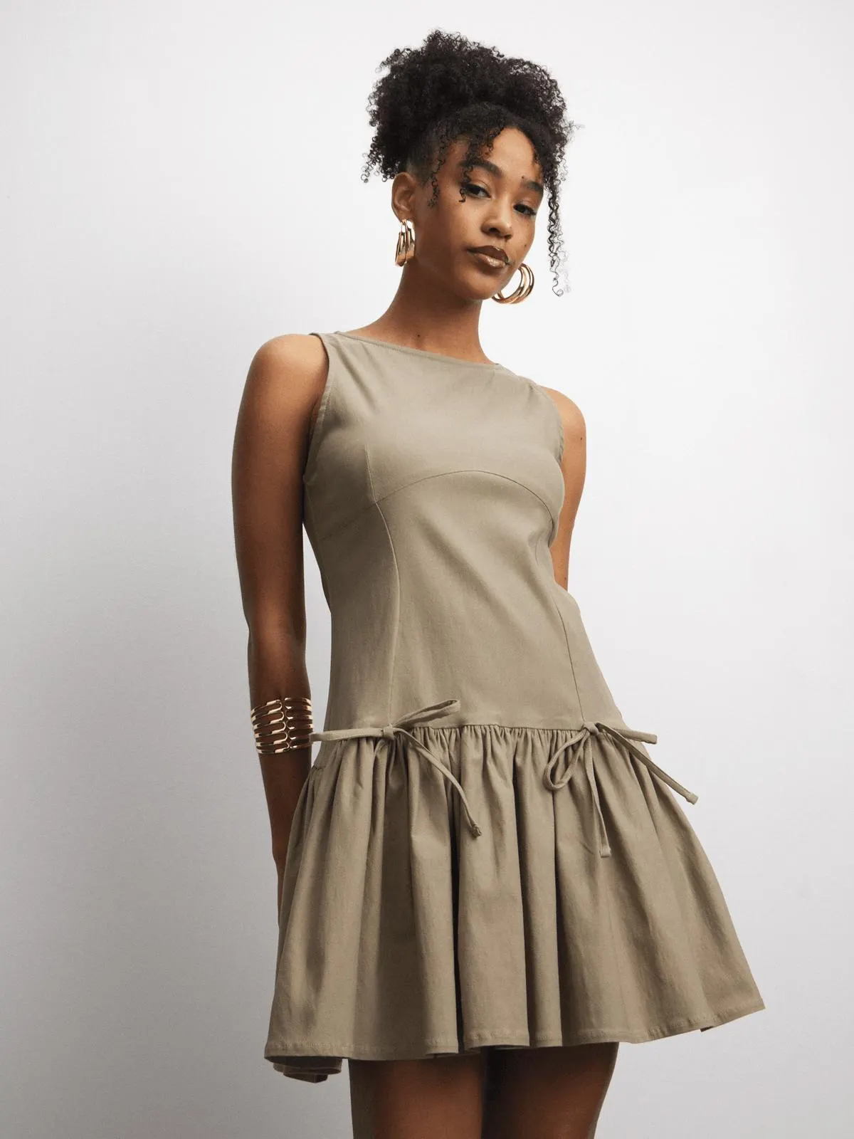 The FIX Women's Natural Bow Mini Dress