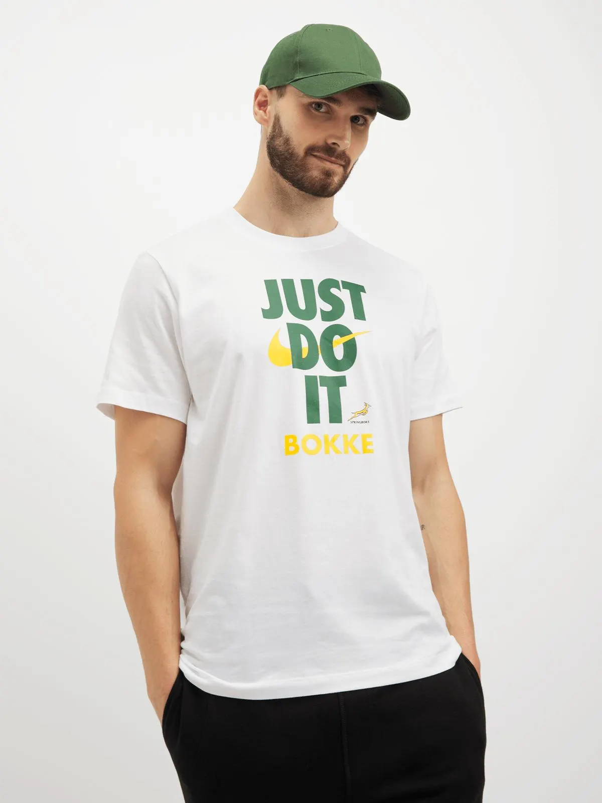 Nike Mens Springboks Just Do It White/Green Tee