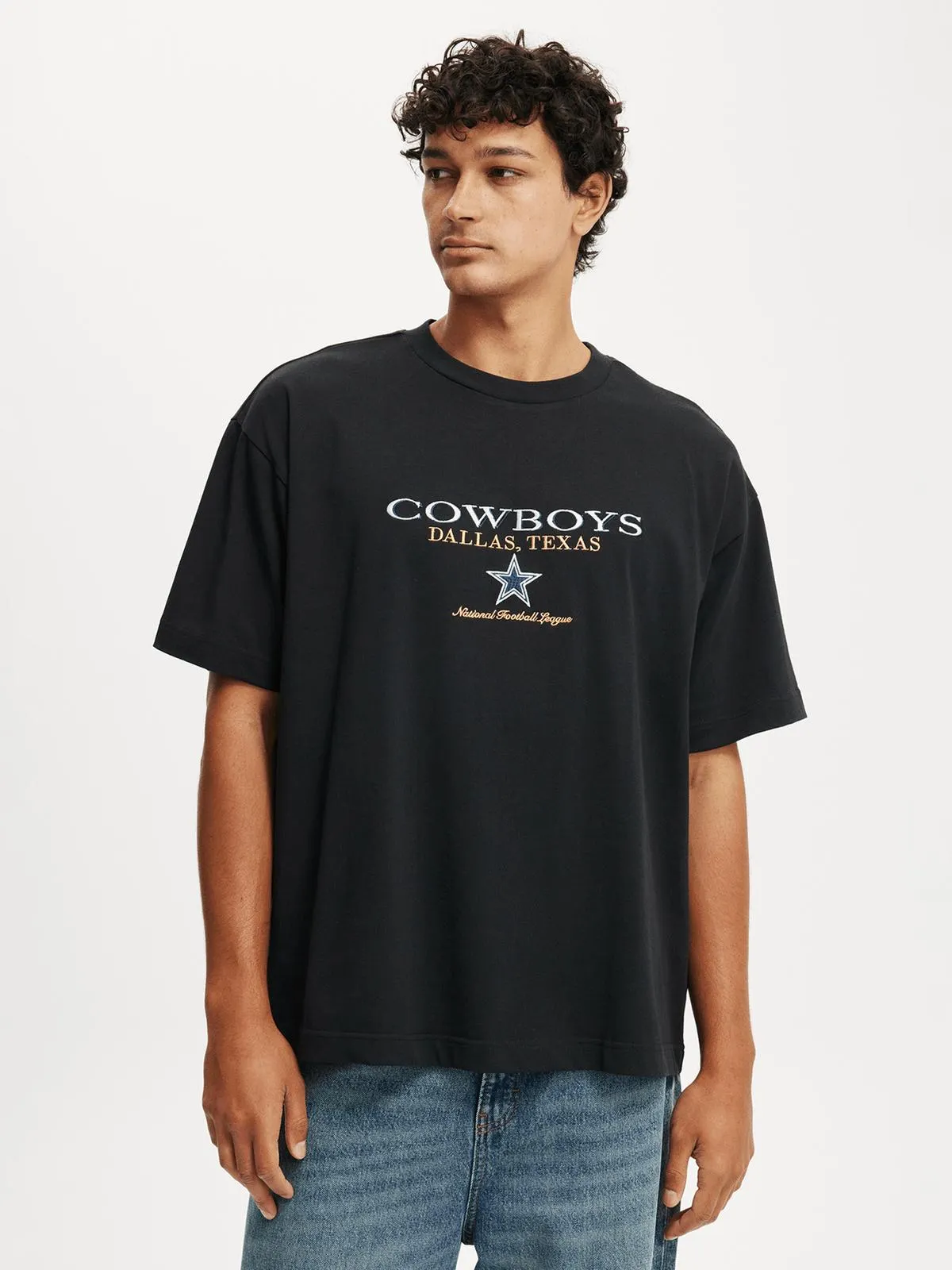 Men's Cotton On Black Box Fit Nfl T-Shirt