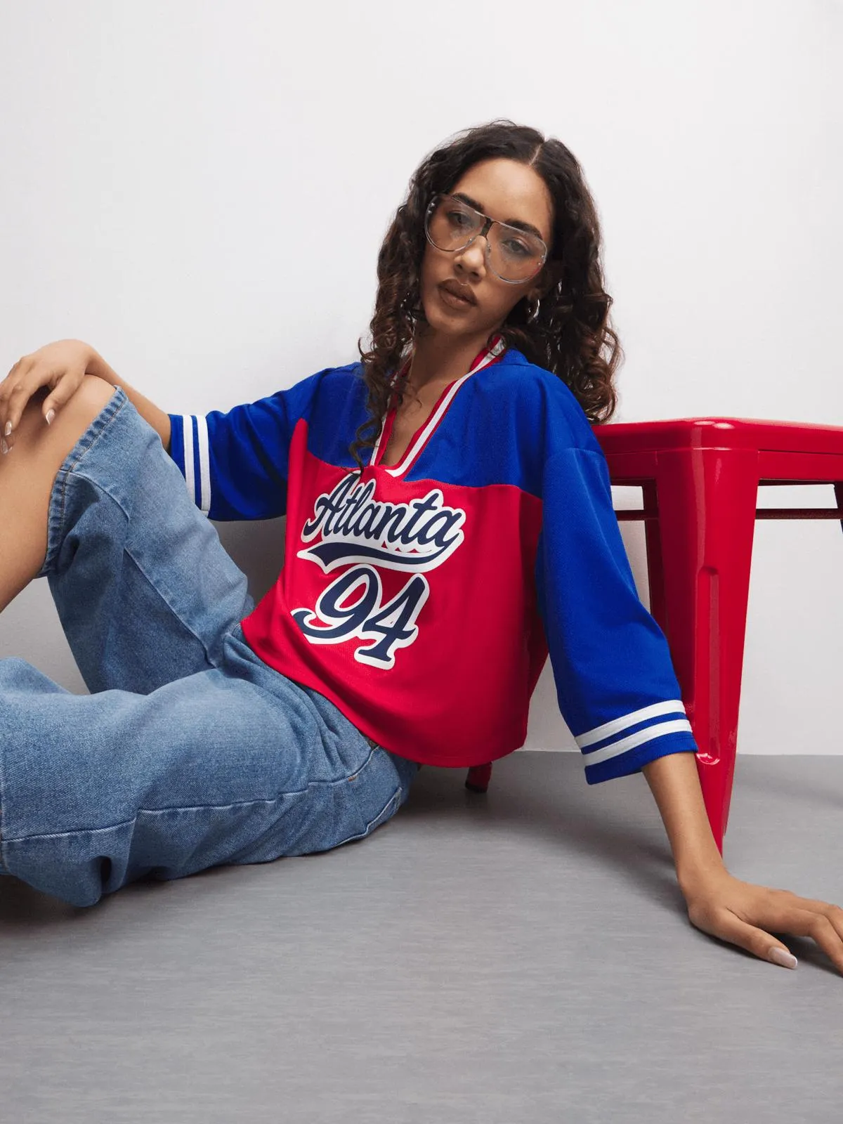 The FIX Women's Red & Navy Atlanta 94 Graphic Top