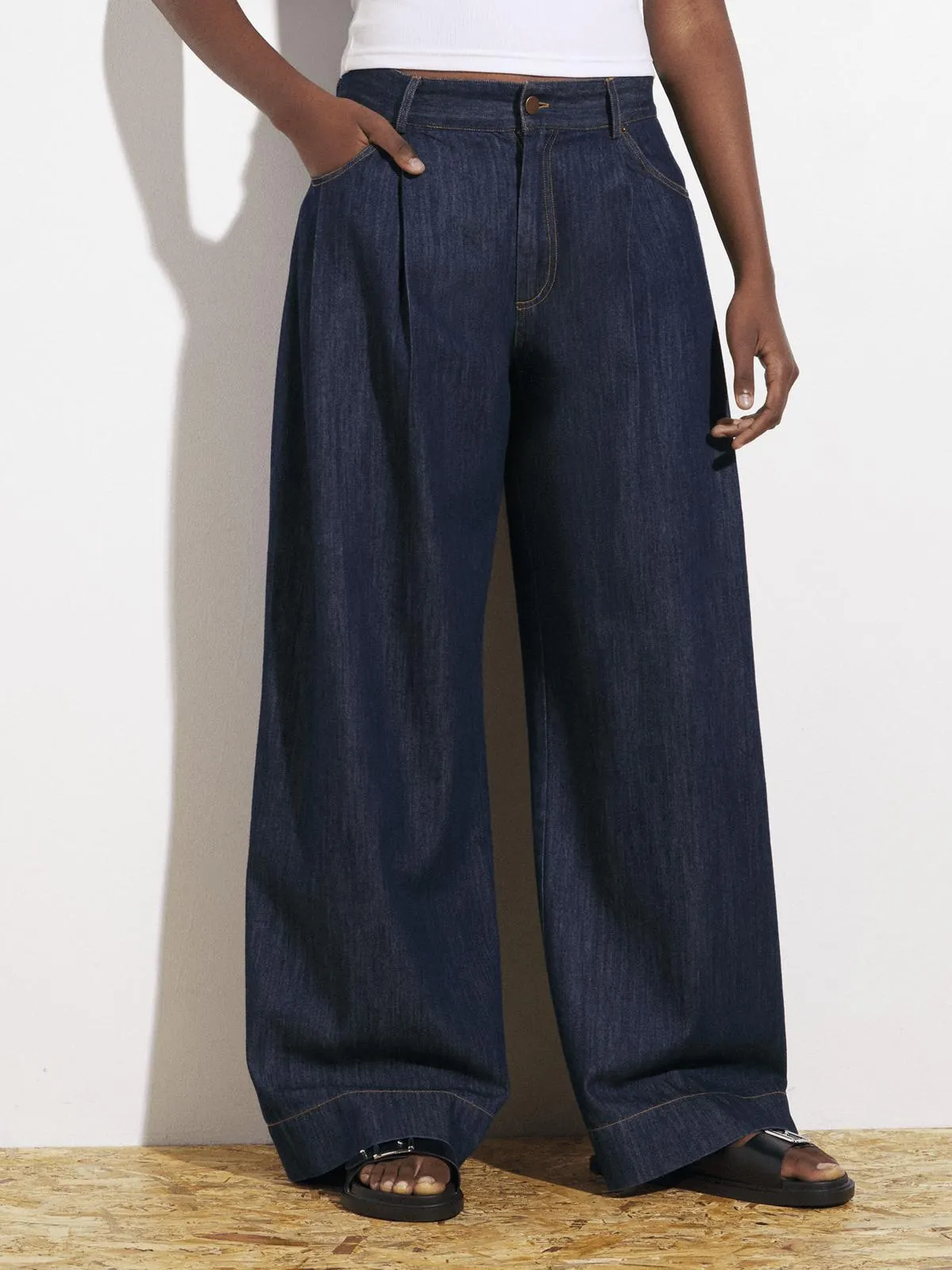 Women's Canvas Denim Wide Leg Pant