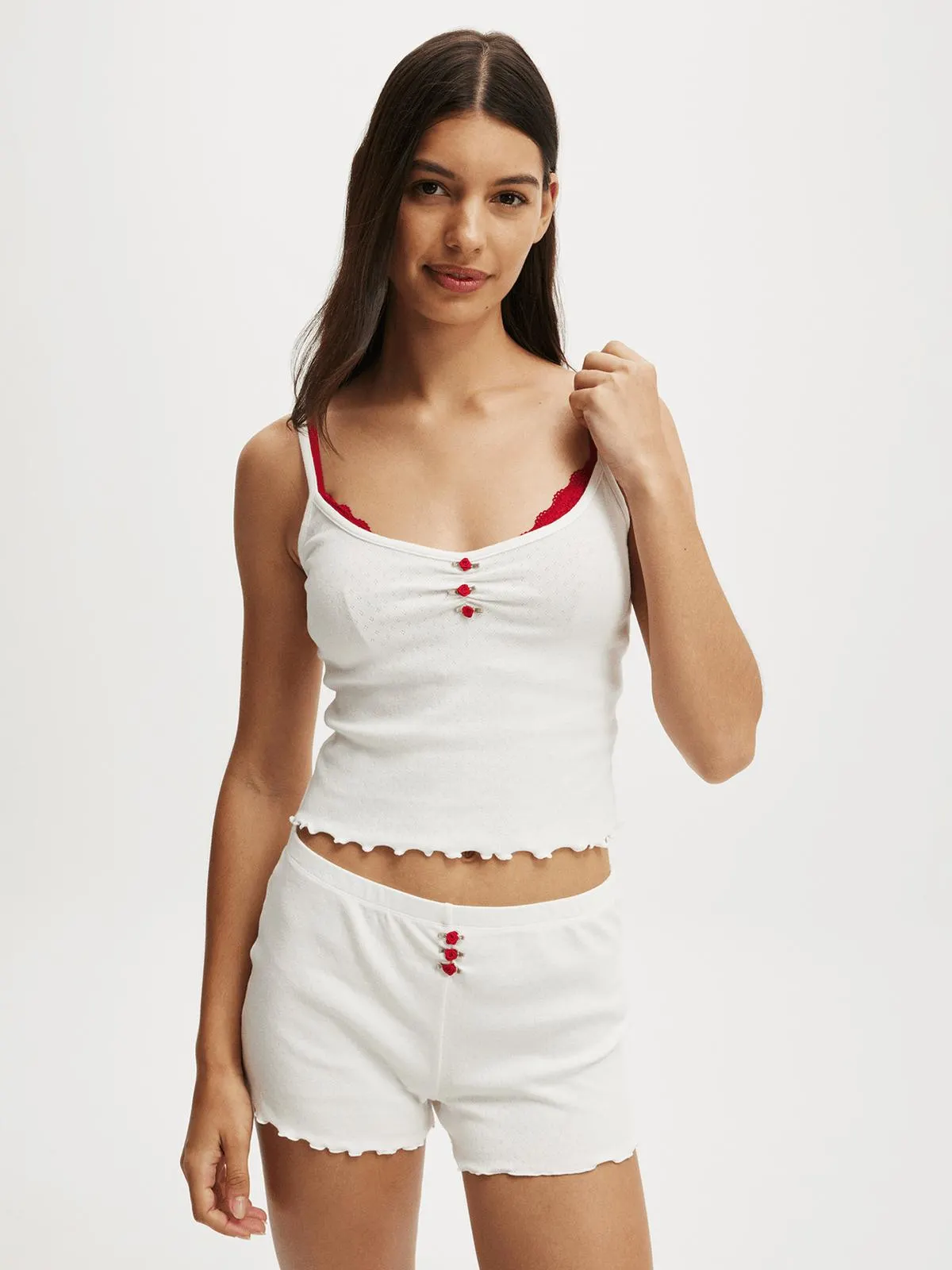 Women's Cotton On White Pointelle Rose Cami