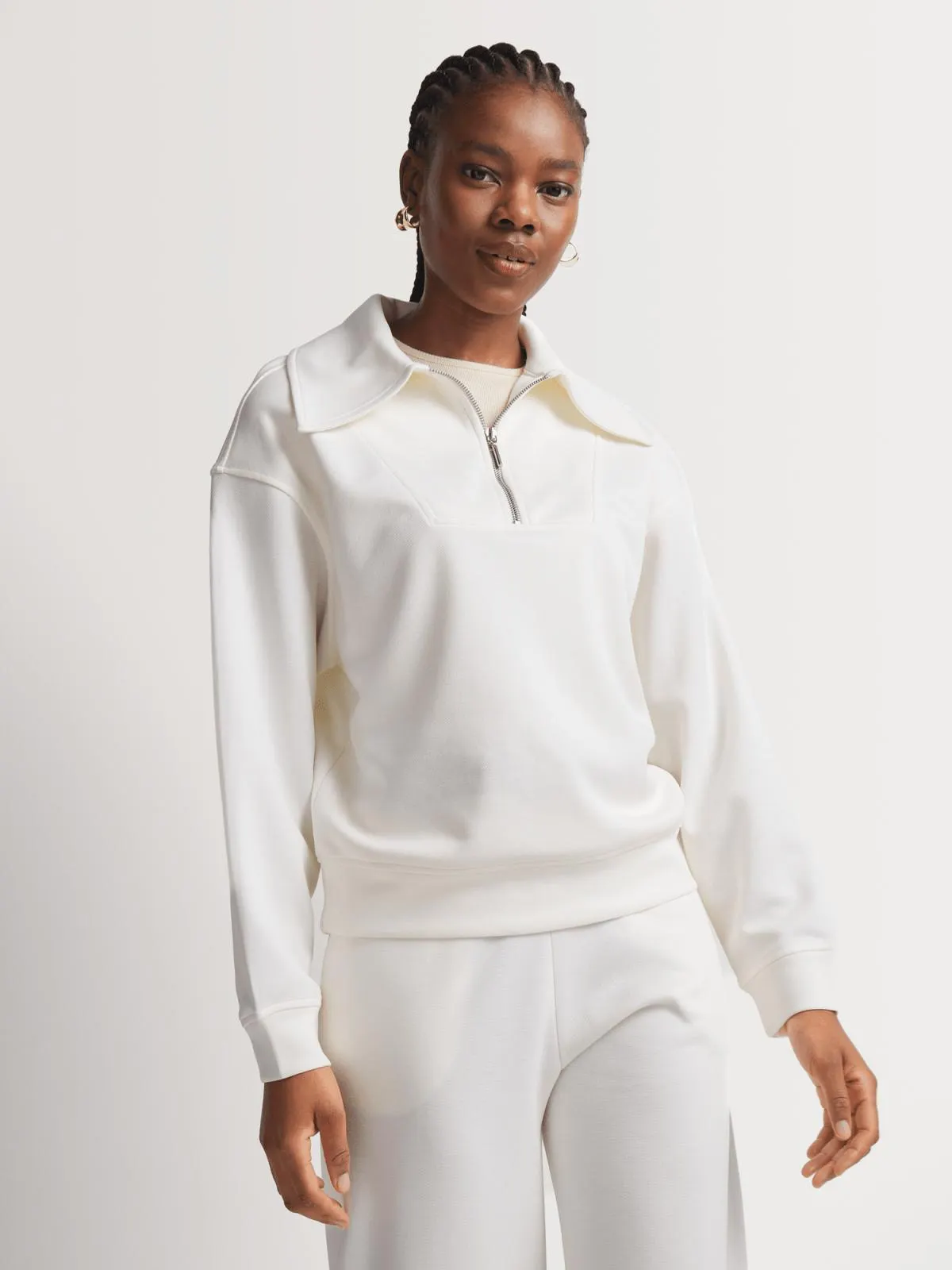 Highneck Quarter Zip Sweat Top