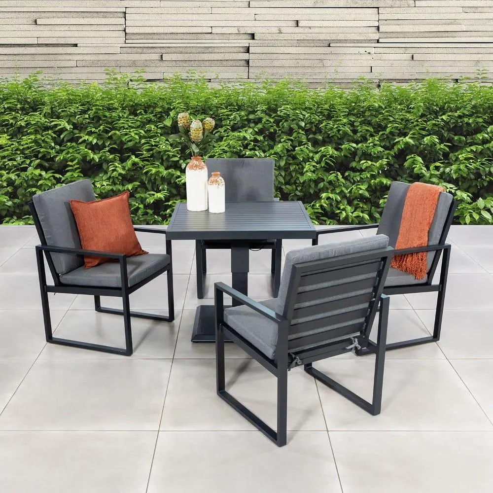 Amalfi 4-Seater Dining Set Charcoal & Grey