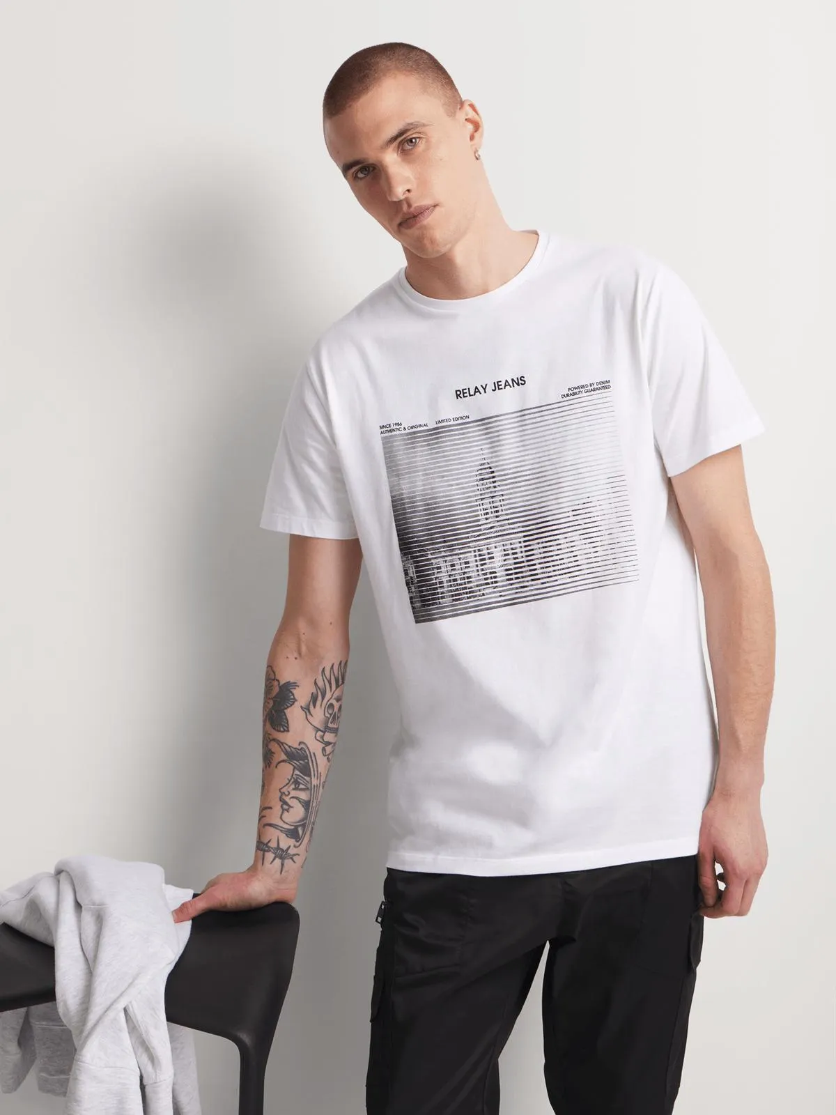 Relay Jeans Men's Cityscape Grid White Graphic T-Shirt