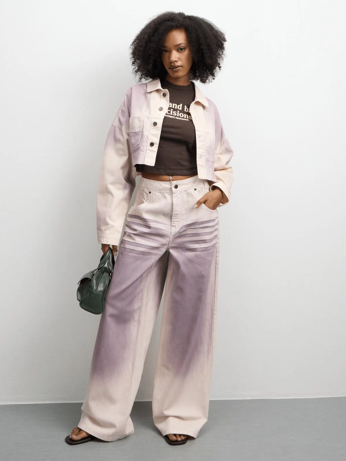 The FIX Women's Pink Spray Wide Leg Denim Pants