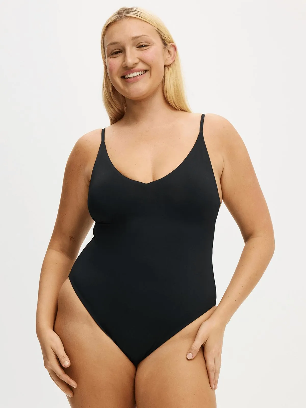 Women's Cotton On Black V Neck One Piece Swimsuit