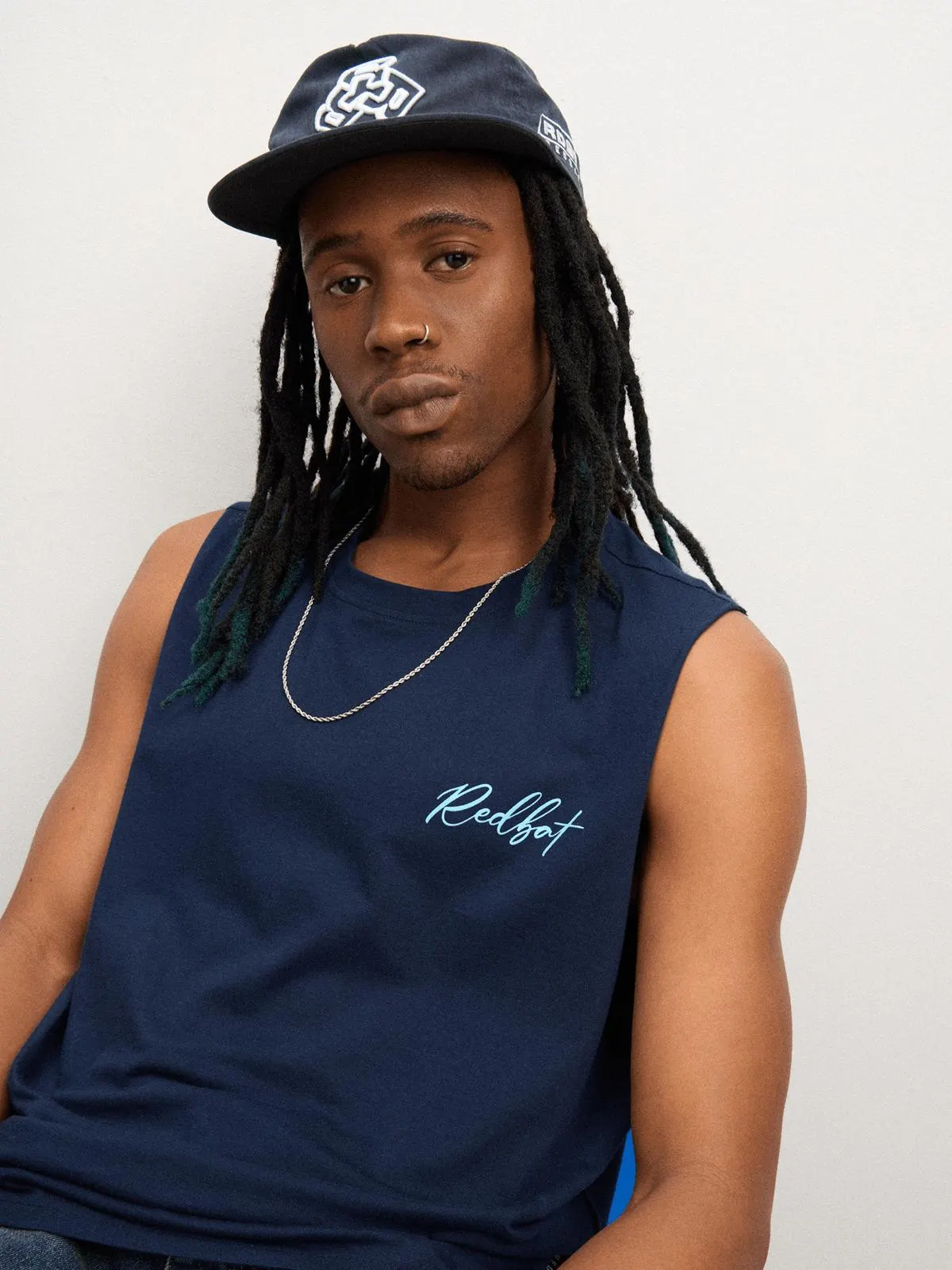 Redbat Men's Navy Graphic Tank Top