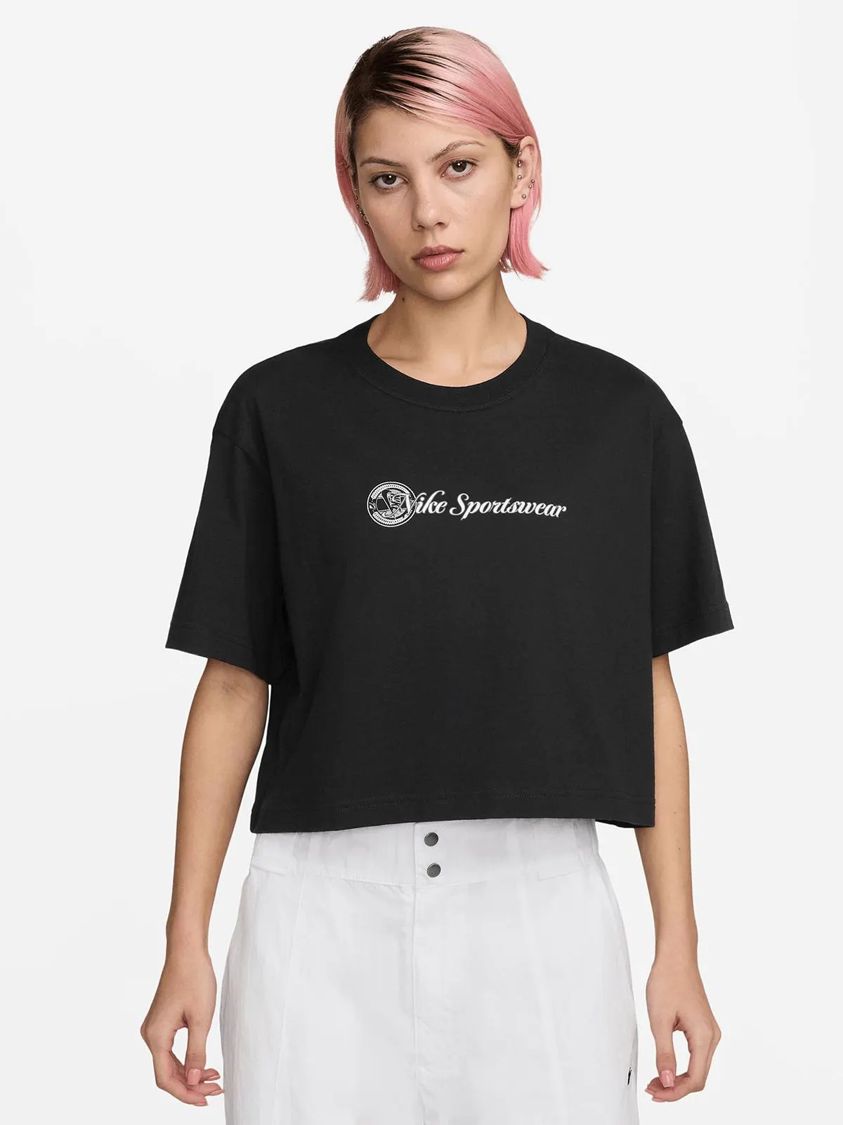 Nike Womens Sportswear Club Black Crop Tee