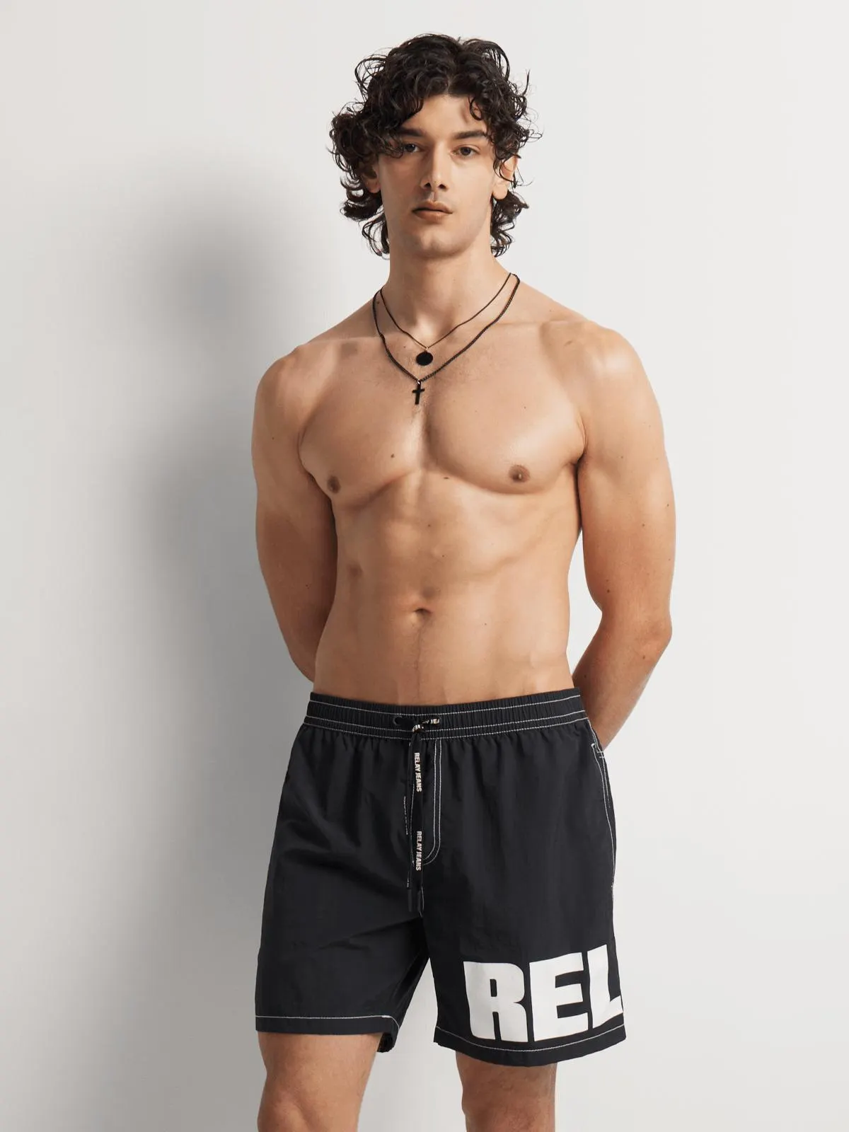 Relay Jeans Men's Enlarged Signature Black Swimshort
