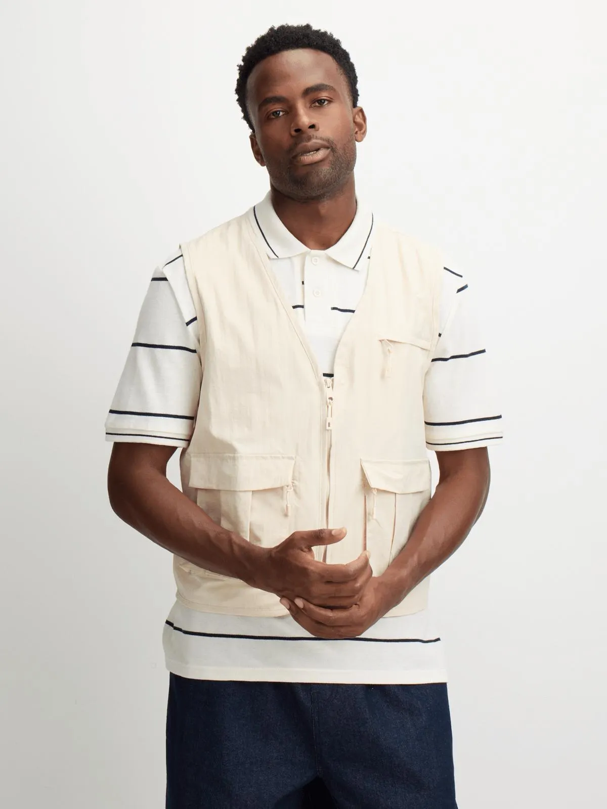 Jet Men's Ecru Fashion Gilet