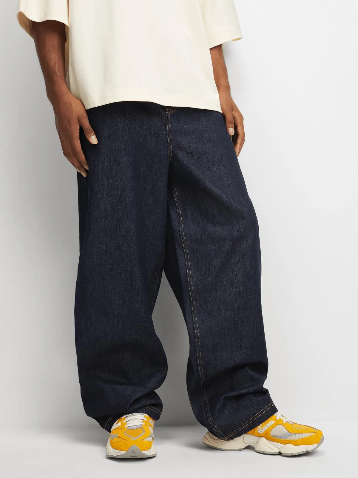 Archive Men's Raw Dark Blue Baggy Denim Jeans