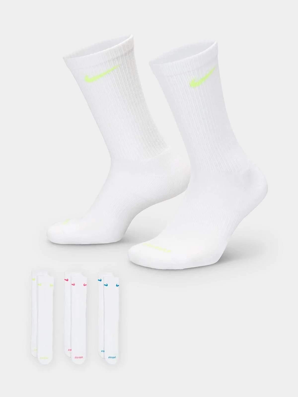 Nike Everyday Plus Cushioned 3-Pack Colour Tick Crew Socks