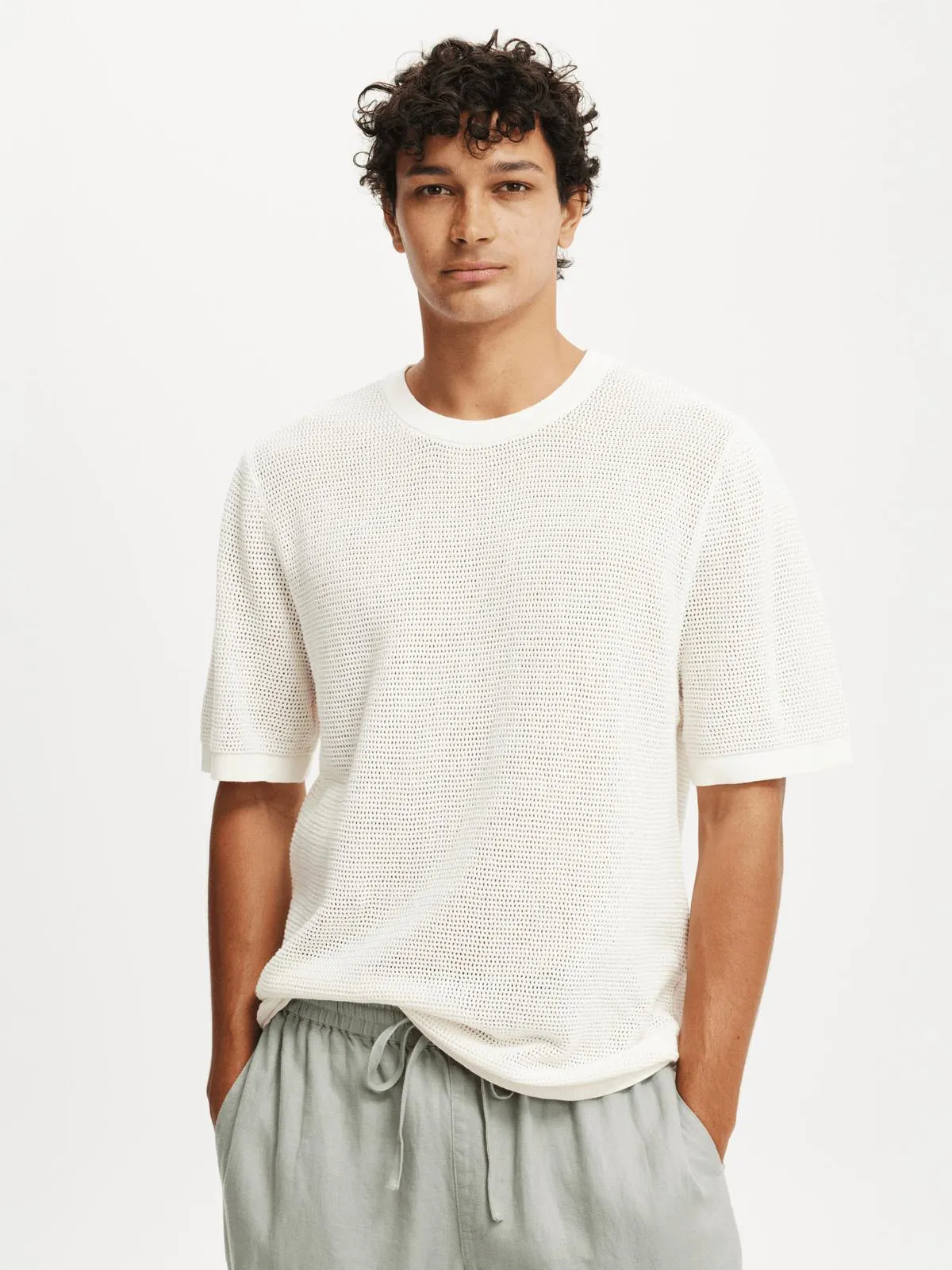 Men's Cotton On White Knit T-shirt