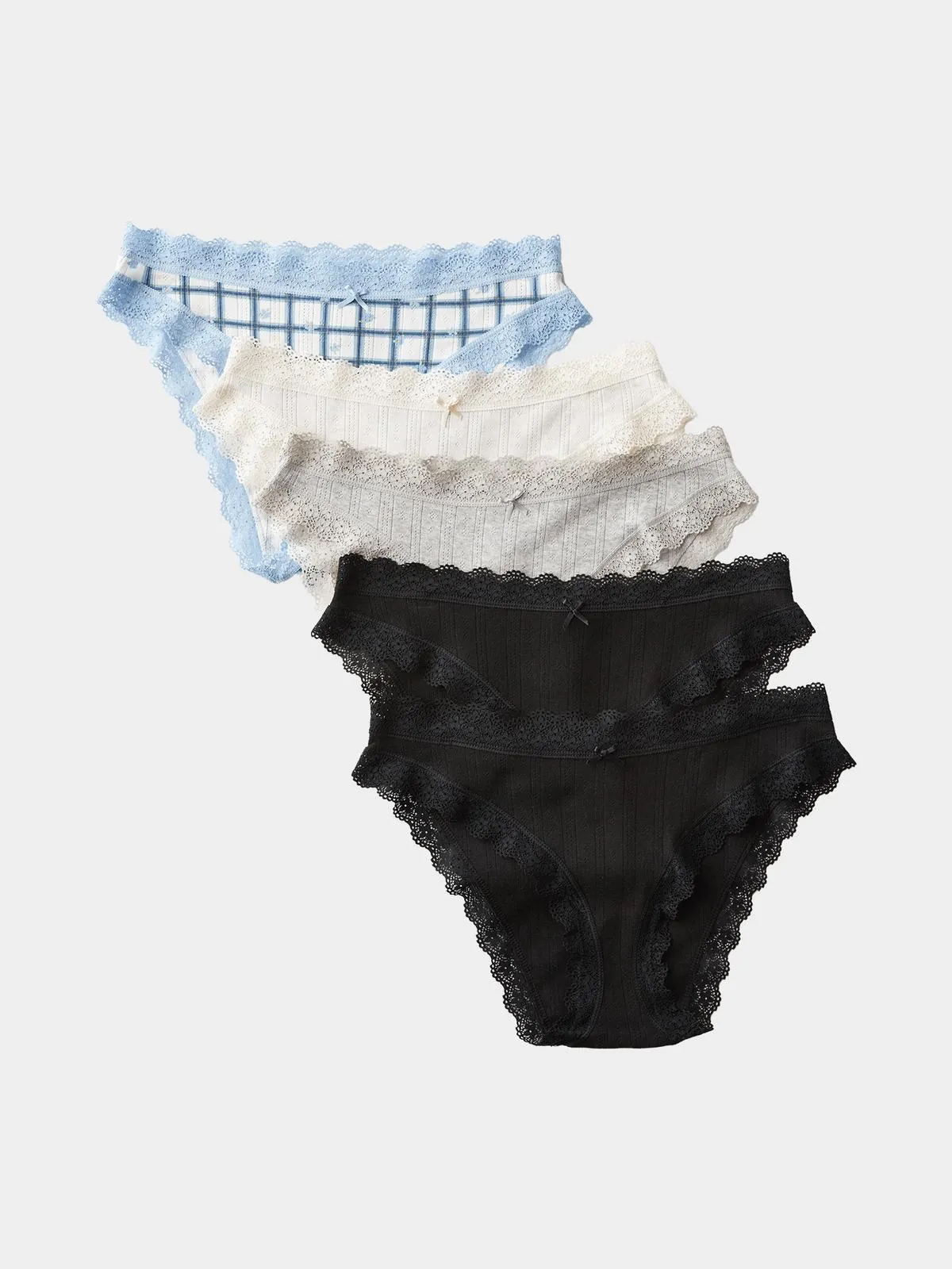 Women's Cotton On Multicolour Organic Cotton Lace Bikini Brief 5 Pack