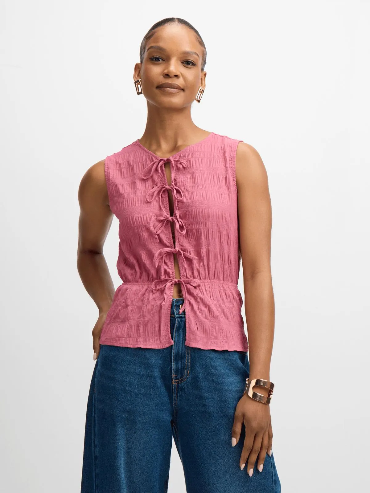 Jet Women's Pink Crinkle Knit Vest