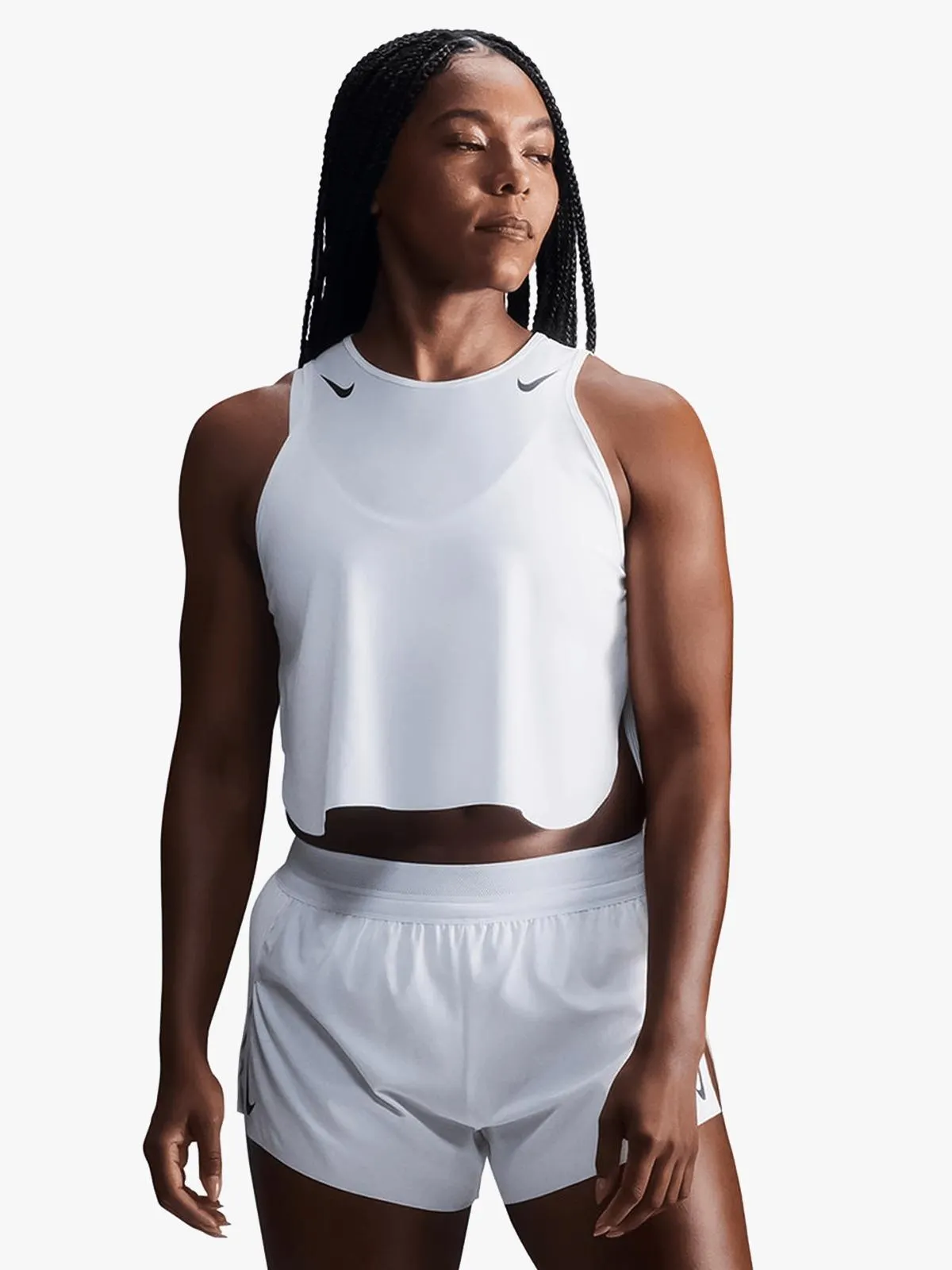 Nike Womens Dri-Fit Aeroswift Cropped White Tank Top
