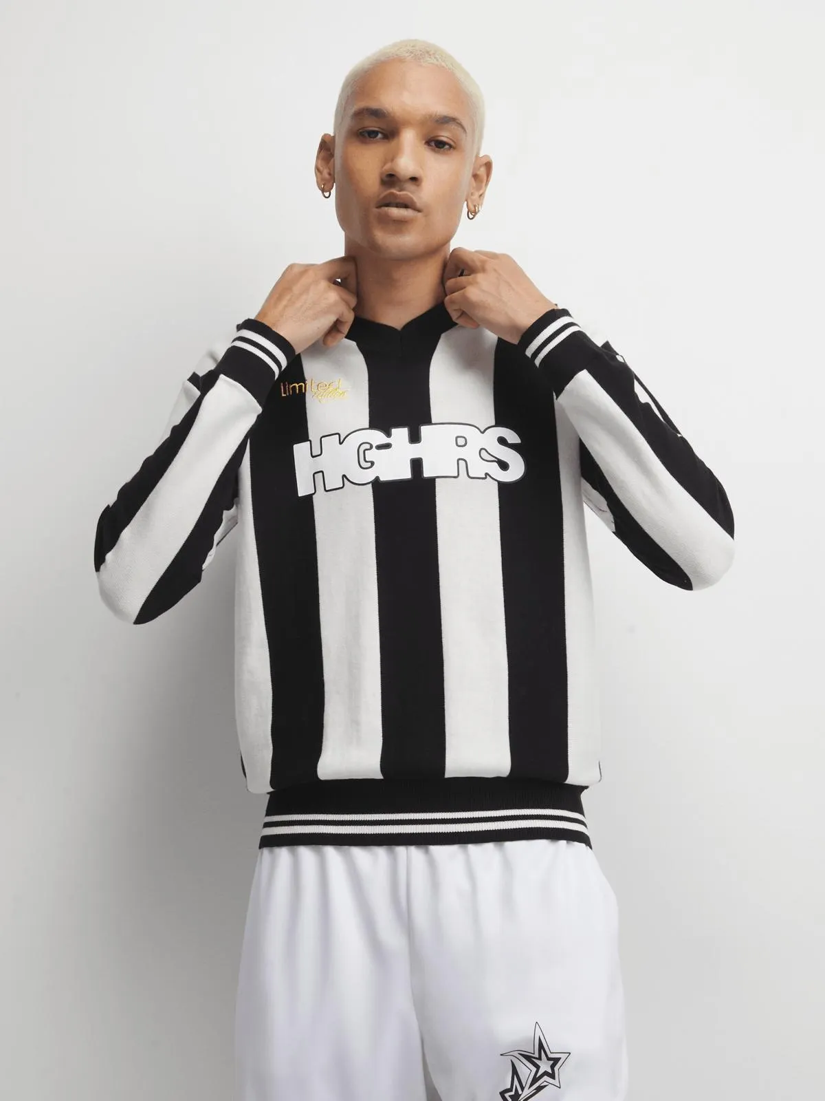 The FIX Men's Black & White Striped Sport Sweat Top