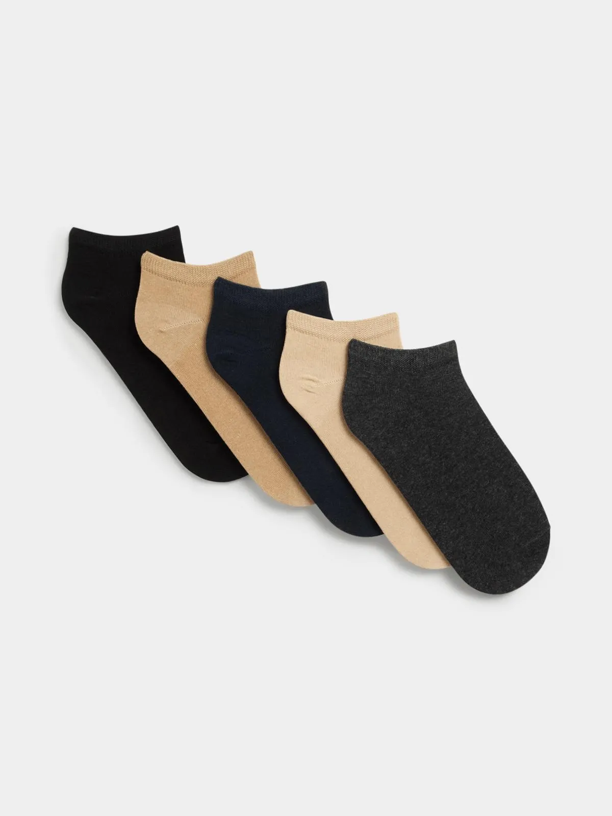 Exact Men's Natural & Grey 5-Pack Trainer Socks