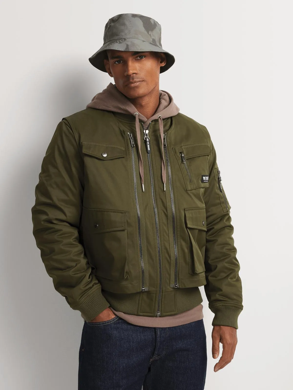 Relay Jeans Men's Modula Zip Fatigue Bomber Jacket