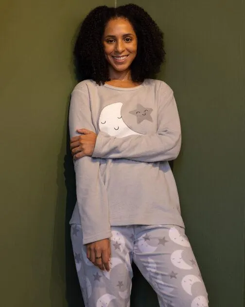 Ladies Fleece PJ Set Moon