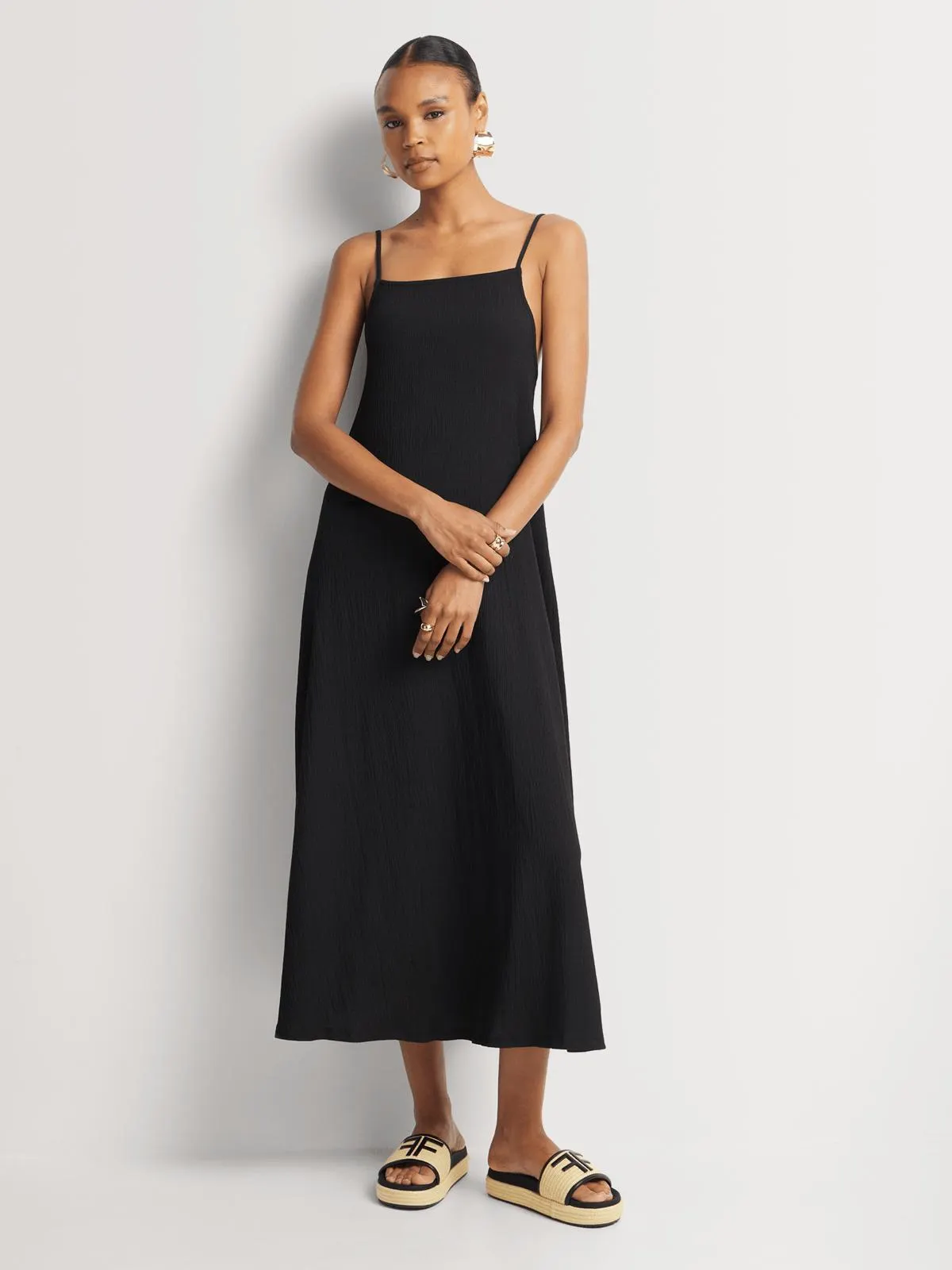 Plisse Knit Square Neck Sundress