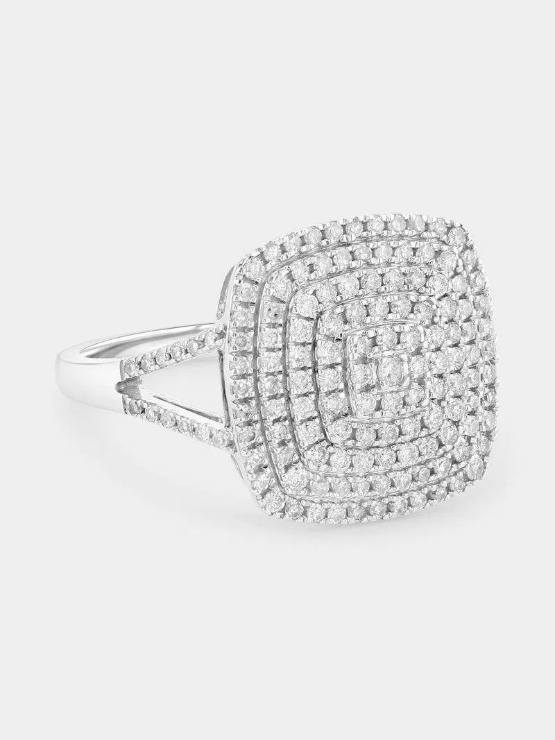 White Gold 0.75ct Diamond Cushion Multi-Stone Ring