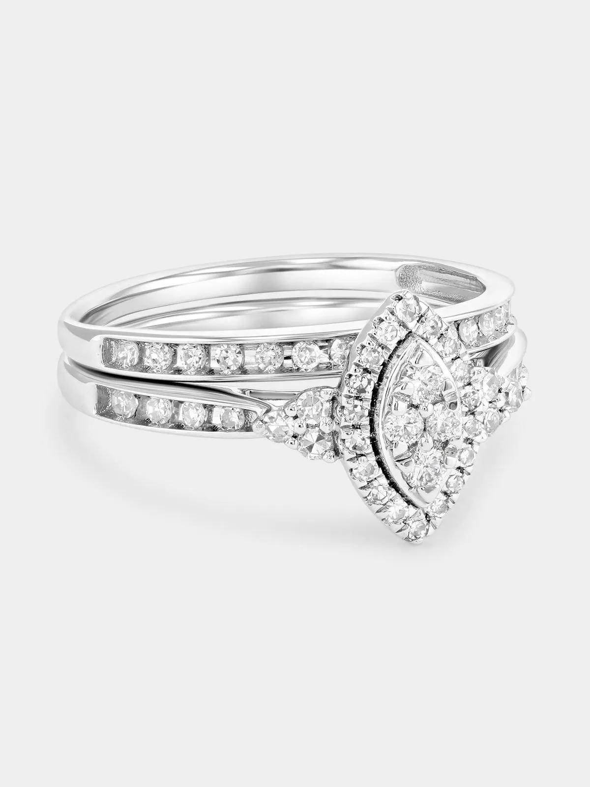 White Gold 0.4ct Lab Grown Diamond Marquise Halo Twinset Ring