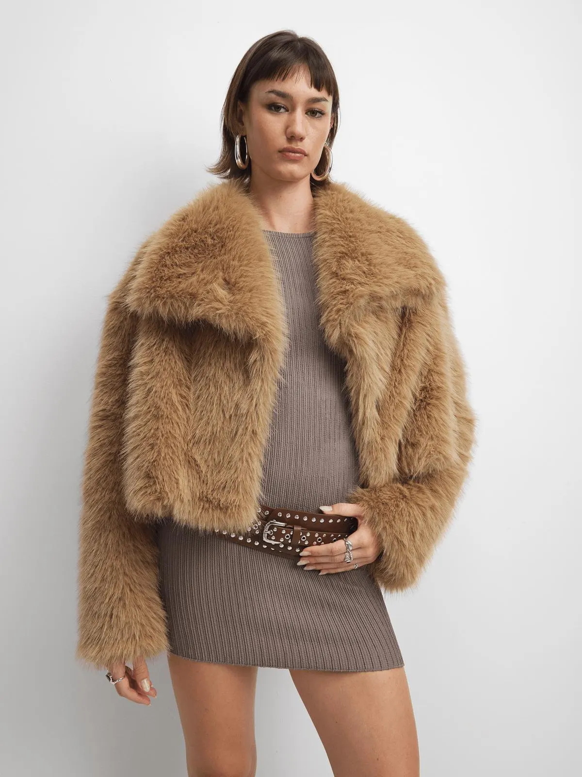 The FIX Women's Stone Oversized Fur Jacket