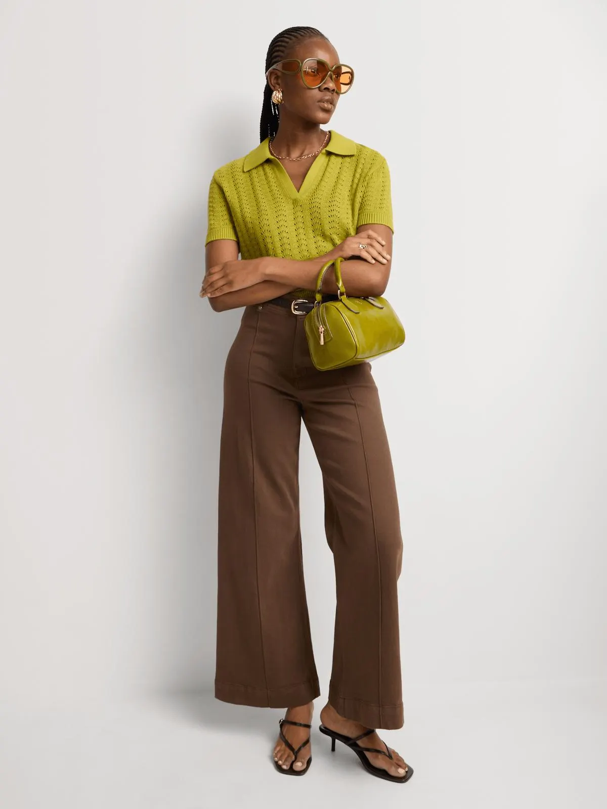 FF Denim Smart Wide Leg Front Seam Jeans