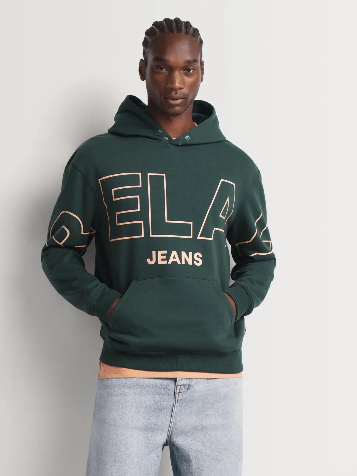 Men's Relay Jeans Multi Panel Green Hoodie