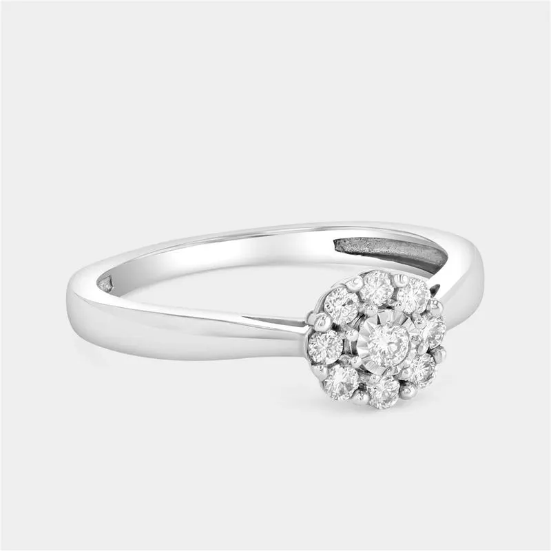 Sterling Silver Lab Grown Diamond Mini Cluster Ring