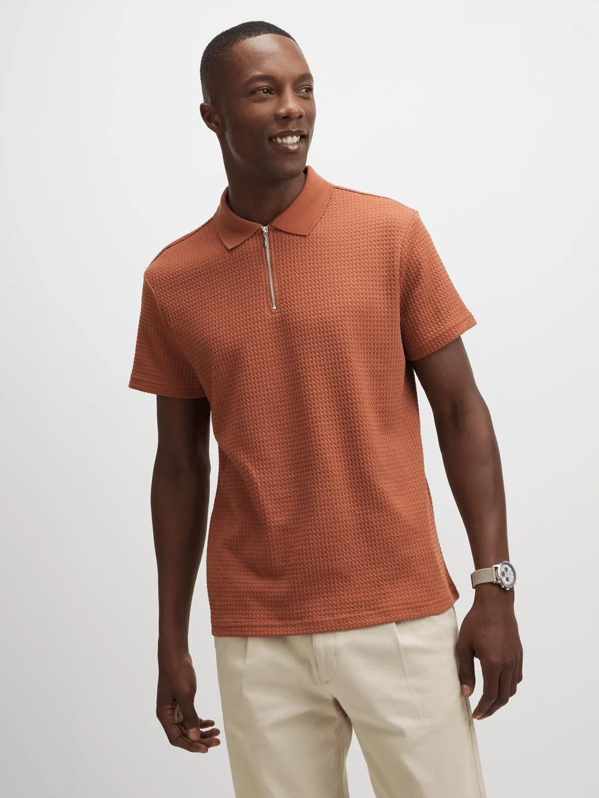 Jet Men's Ginger Waffle Golf Shirt