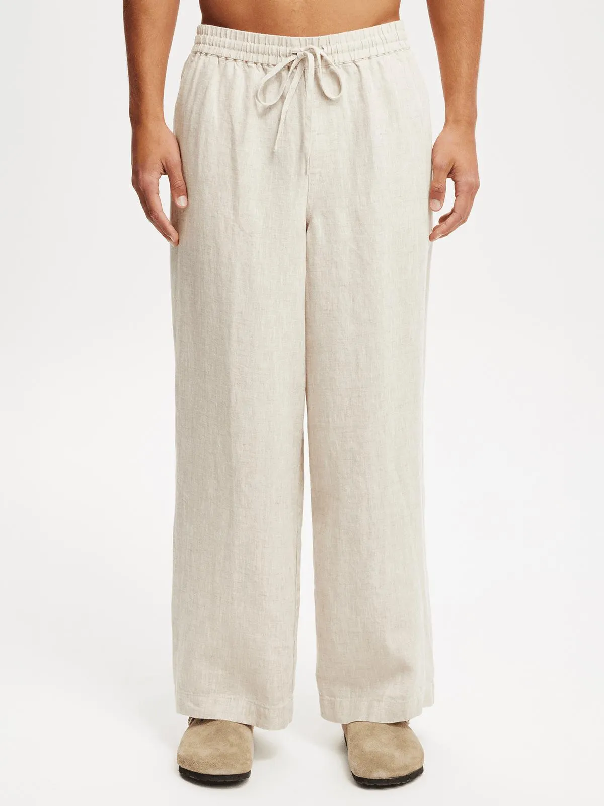 Men's Cotton On Beige Super Baggy Linen Pants
