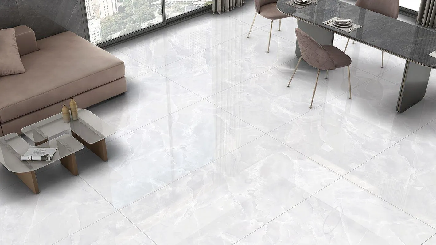 White Onyx Endless Rectified Glazed Polished Porcelain Tile 800 x 1600mm
