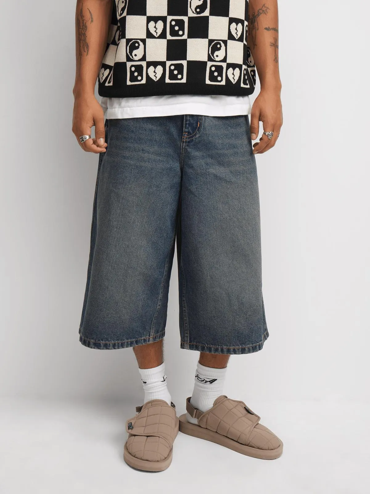 Men's Tinted Long Bermuda Denim Shorts