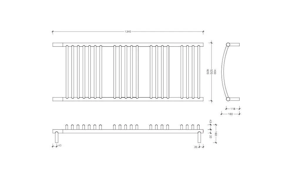 Jeeves Classic D Polished Stainless Steel Heated Rail 1340 x 620mm