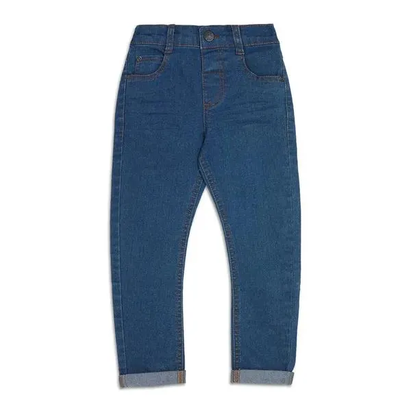 Bow leg denim trouser medium blue