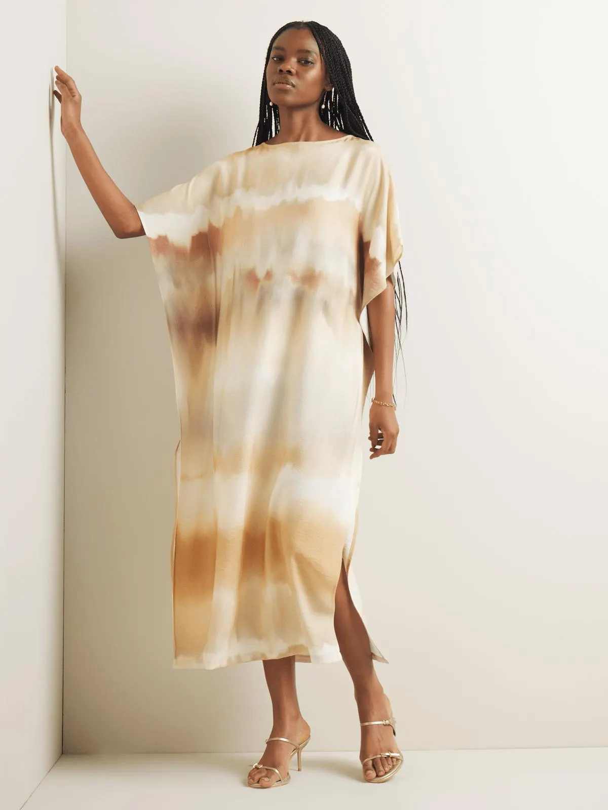 Women's Iconography Slash Neck Kaftan