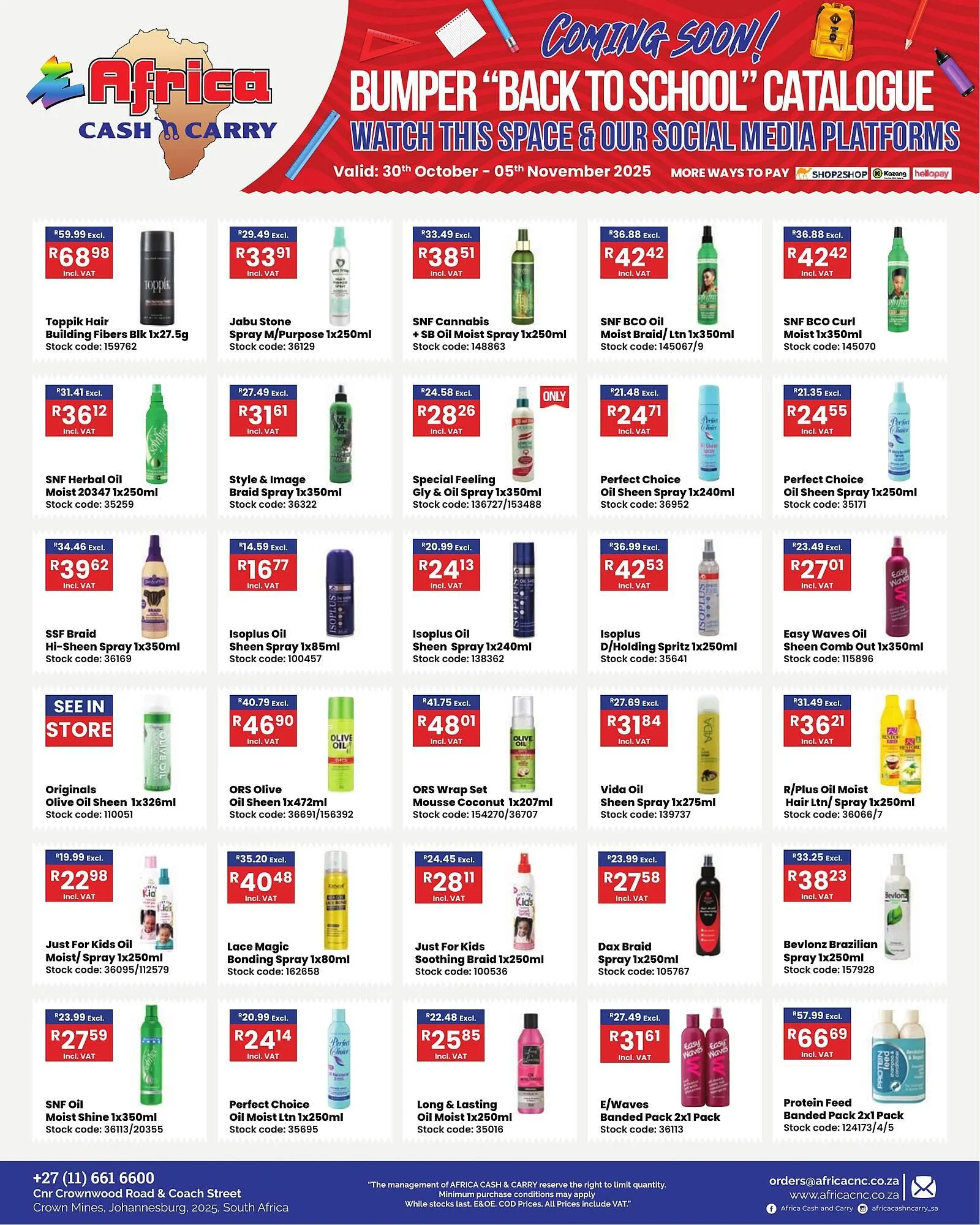 Africa Cash and Carry catalogue from 30 October to 5 November 2025 - Catalogue Page 1