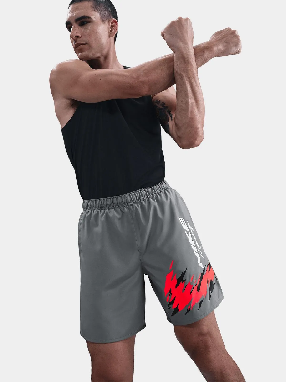 Nike Mens Challenger Dri-Fit 7 Inch Brief-Lined Grey Running Shorts