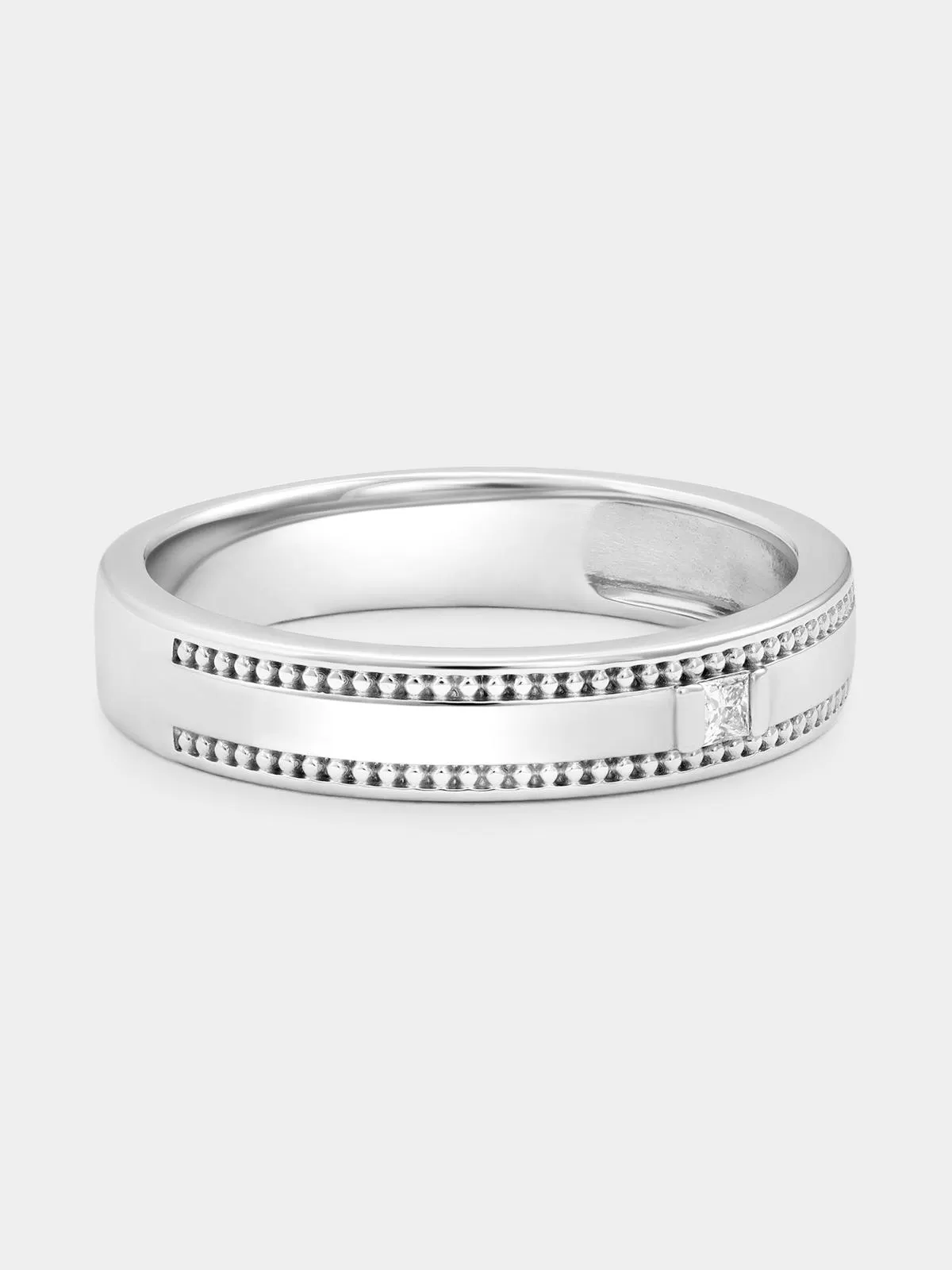 Sterling Silver Lab Grown Diamond Solitaire Square Millgrain Ring