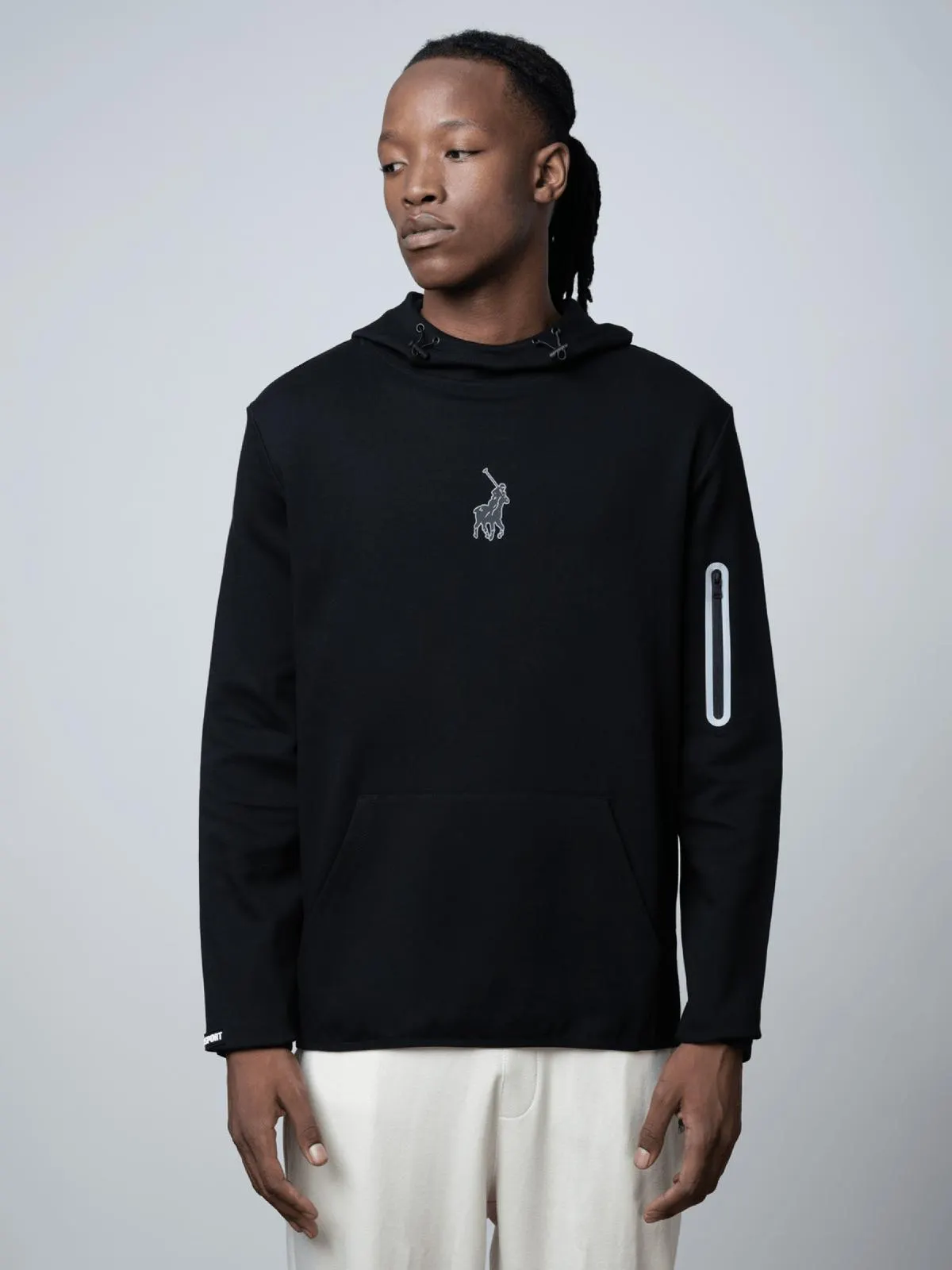 Men's Polo Black Sport Ls Hooded Sweat Top